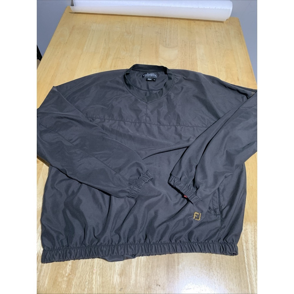 FootJoy Jacket Men XL Black Long Sleeve Golf‎ Pullover Warmup Windbreaker